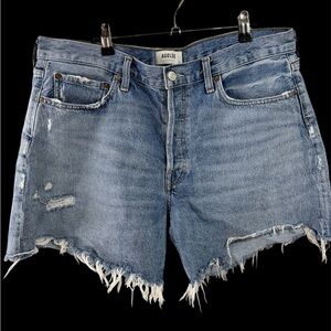 AGOLDE Women's Blue Distressed Denim Shorts size 32